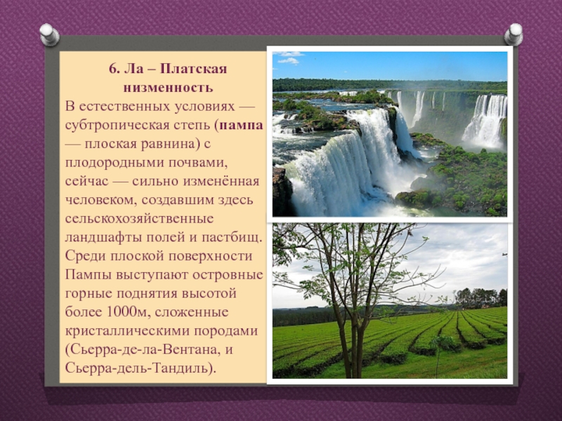 Платская равнина. Ла-Платская низменность. Внеандийский Восток.