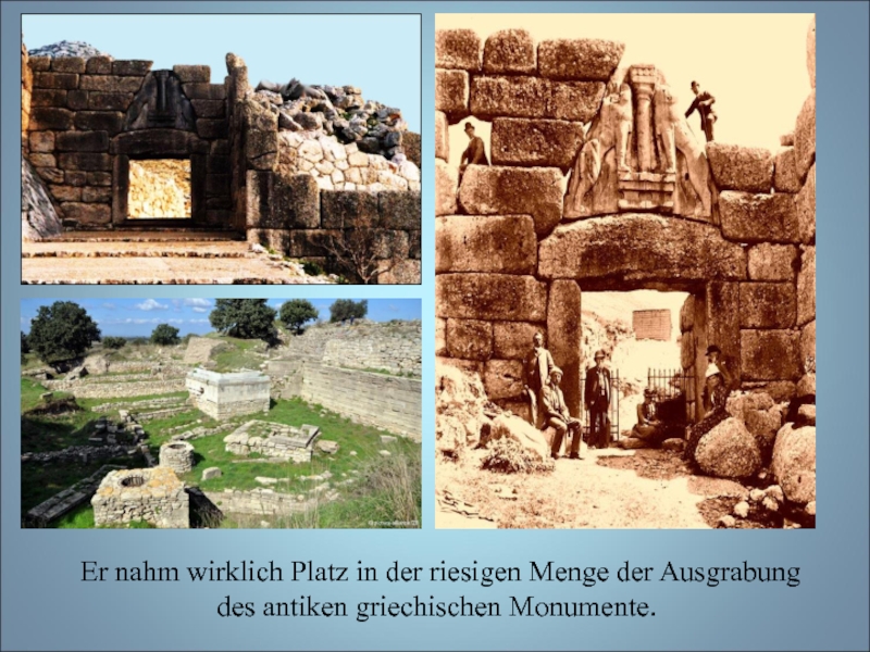 Er nahm wirklich Platz in der riesigen Menge der Ausgrabung des antiken griechischen Monumente.