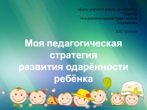 Модель работы с одаренными детьми - Моя педагогическая стратегия развития одаренности ребенка