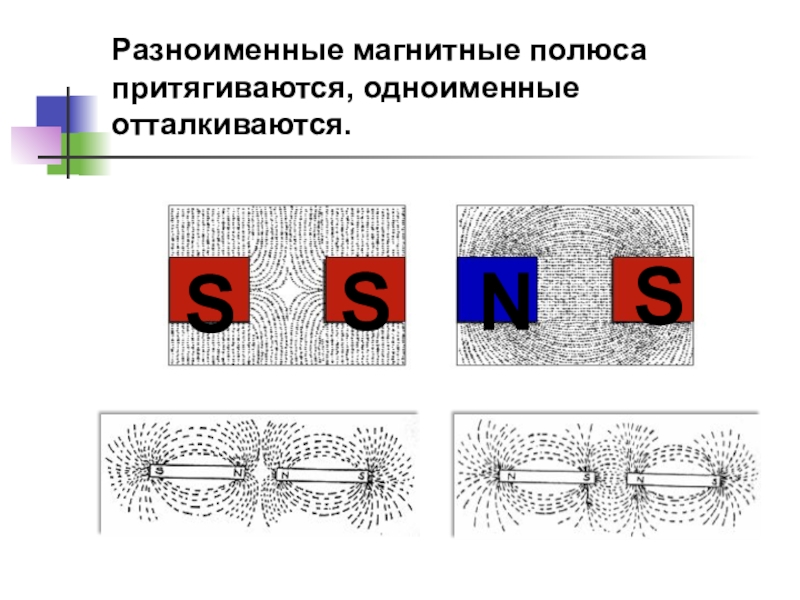 Одноименными или разноименными полюсами образован магнитный спектр на рисунке