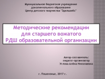 Методические рекомендации для старшего вожатого РДШ образовательной организации