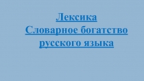 Презентация Лексика. Словарное богатство русского языка (теория+упражнения)