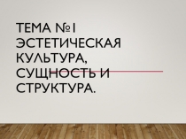 Эстетическая культура, сущность и структура