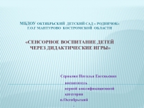 Презентация Сенсорное воспитание детей через дидактические игры