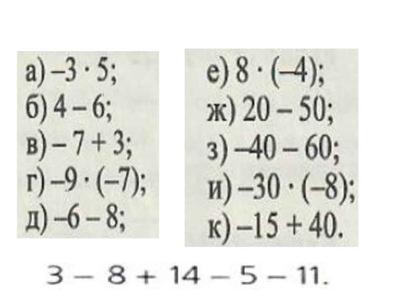 Счет рациональных чисел 6 класс
