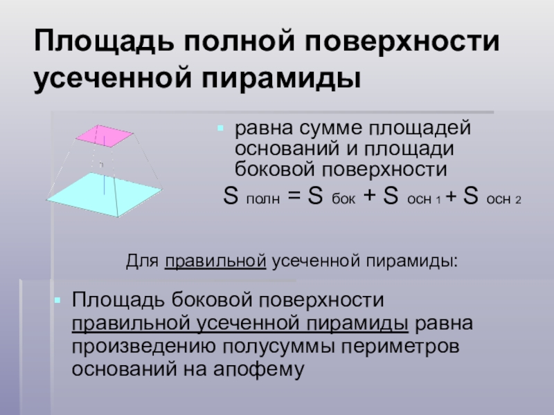 Полная поверхность пирамиды равна