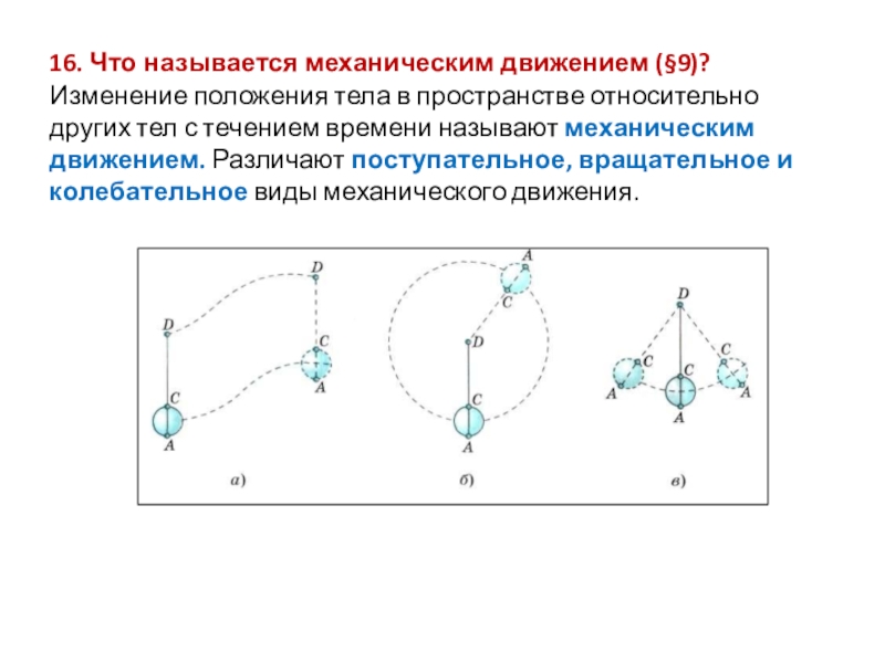 Изменение с течением времени положения тела называется. Движения: механическое (поступательное, вращательное, колебательное). Изменение положения тела в пространстве. Виды движения поступательное вращательное колебательное. Изменение положения тела в пространстве с течением времени.