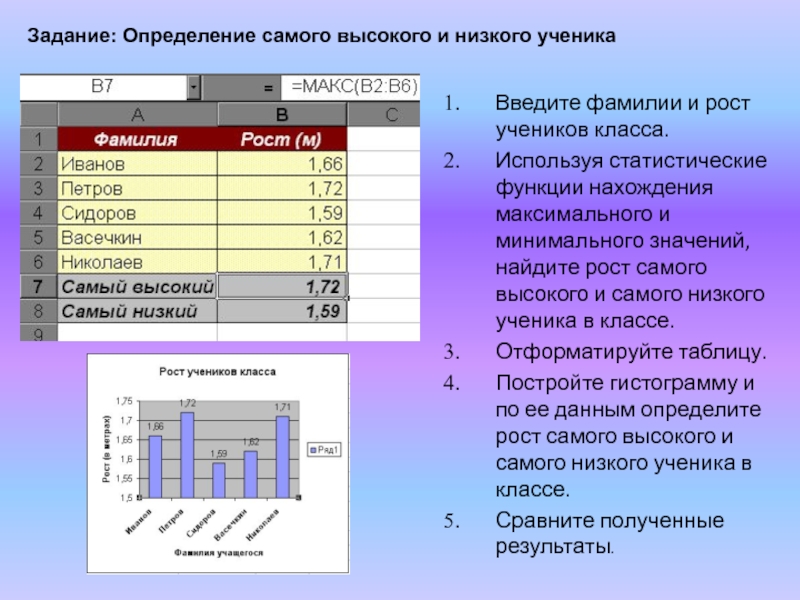 Рост учеников класса. Статистические функции в информатике. Функции статистических таблиц. Статистические функции в электронных таблицах. Статические функции Информатика.