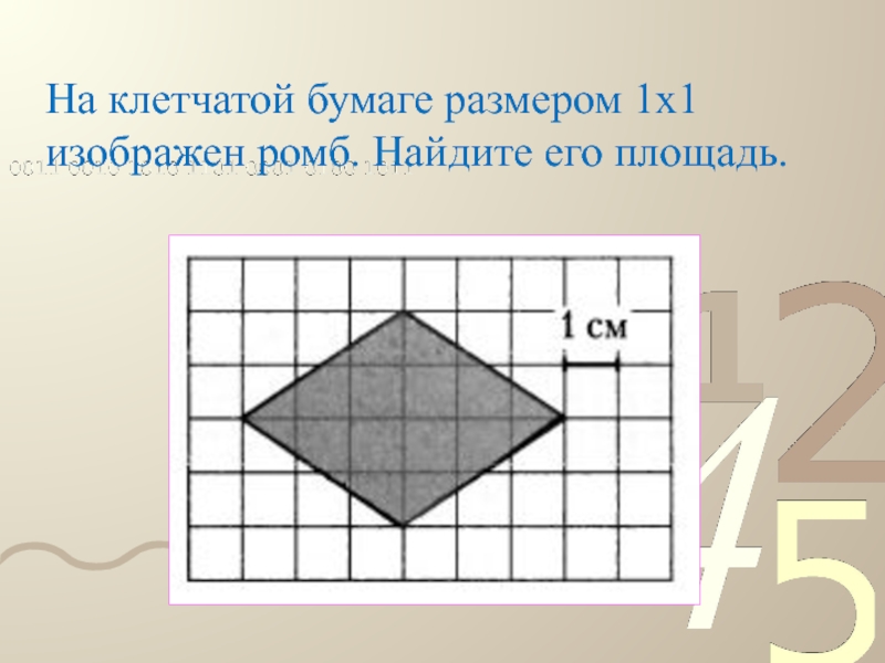 Площадь ромба изображенного на рисунке равна