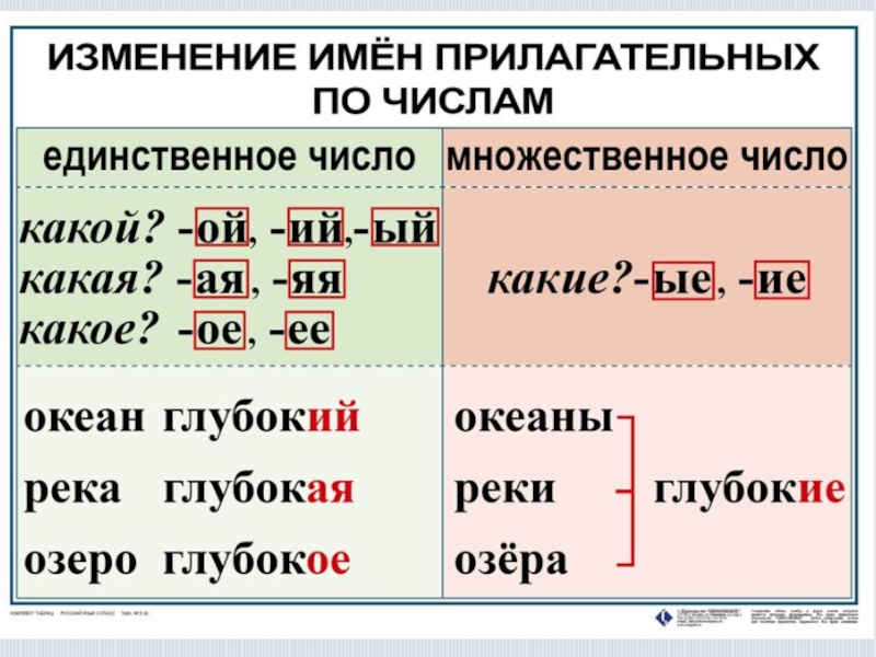 Изменение имен прилагательных по числам 2 класс школа россии презентация