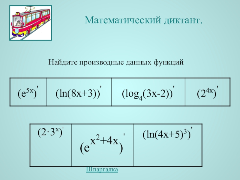 Найдите производные данных