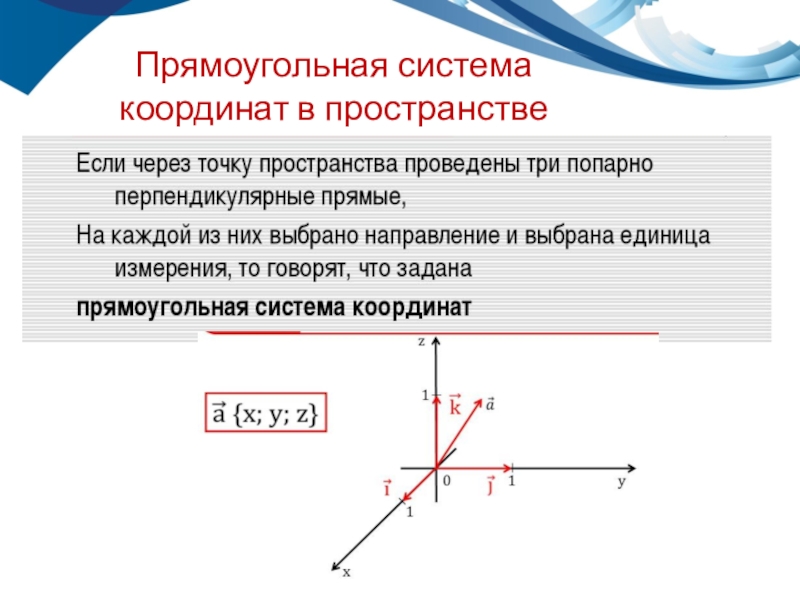 Координаты точки и координаты вектора в пространстве 10 класс презентация