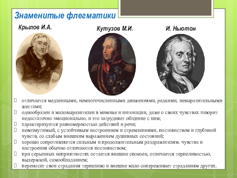 Подготовьте сообщение или презентацию о выдающихся людях носителях того или иного темперамента