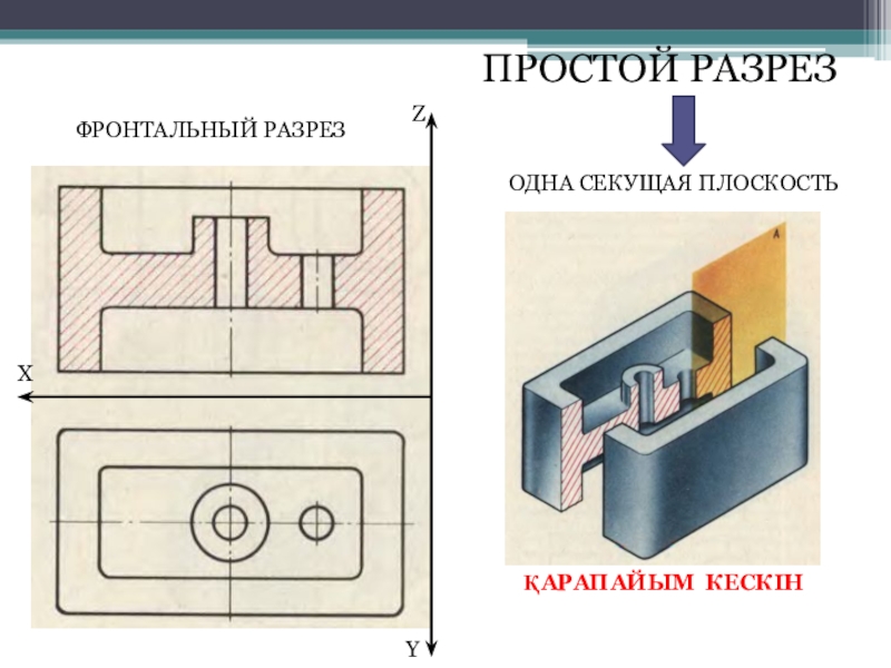 Фронтальный разрез. Фронтальные и профильные разрезы чертеж. Простой разрез. Простой фронтальный разрез. Горизонтальный разрез детали.