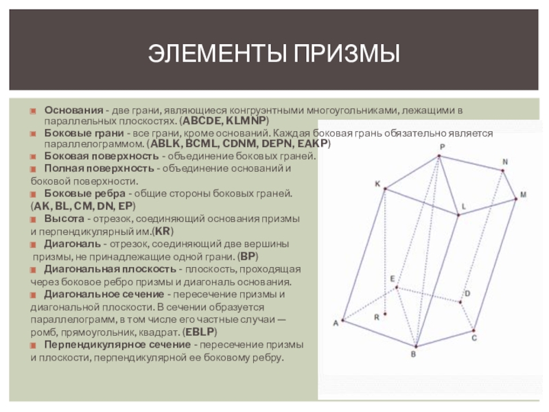 2 основания призмы. Элементы Призмы. Основные элементы Призмы. Призма элементы Призмы. Пятиугольная Призма и ее элементы.