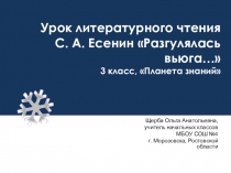 Презентация по литературному чтению С.А. Есенин Разгулялась вьюга (3 класс)