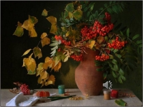 Презентация к НОД в средней группе по рисованию в нетрадиционной технике Кисть рябинки