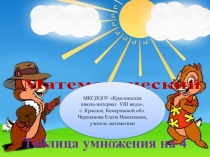 Таблица умножения на 4. Математический тренажёр.