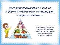 Презентация урока - путешествия по природоведению на тему Здоровое питание (5 класс,школа VIII вида )
