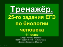 Презентация по биологии на тему: Тренажёр (№3) 25-го задания ЕГЭ. Биология человека (11 класс)