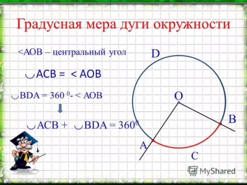 Определение и чертеж центрального угла