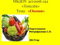 Проект Овощи 1 младшая группа
