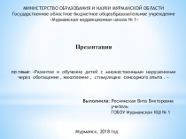 По теме: Развитие и обучение детей с множественными нарушениями через обогащение , накопление , стимуляцию сенсорного опыта .