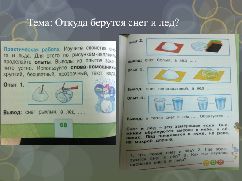 Окружающий мир откуда берется лед. Откуда берутся снег и лед. Откуда берутся снег и лед 1 класс. Откуда берётся снег и лёд 1 класс окружающий мир. Окружающий мир откудв берется снеги лед.