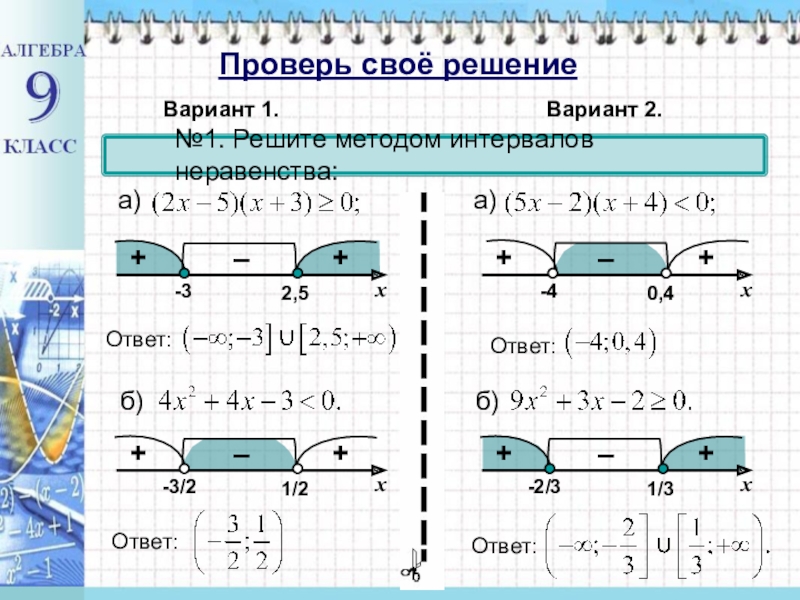 Решение неравенств методом интервалов 8 класс презентация