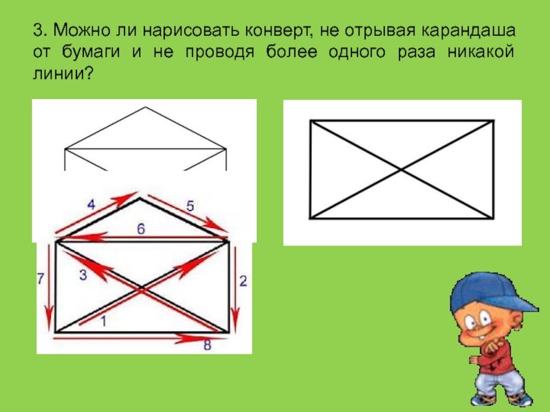 Нарисовать закрытый конверт не отрывая карандаша от бумаги