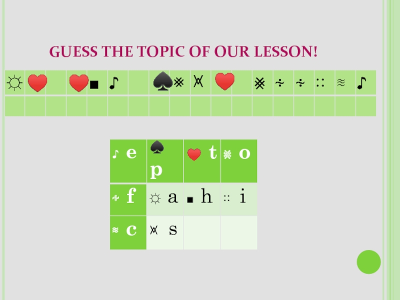 GUESS THE TOPIC OF OUR LESSON!