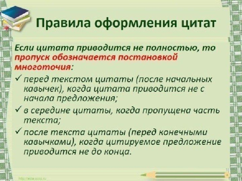 Цитирование презентация 8 класс