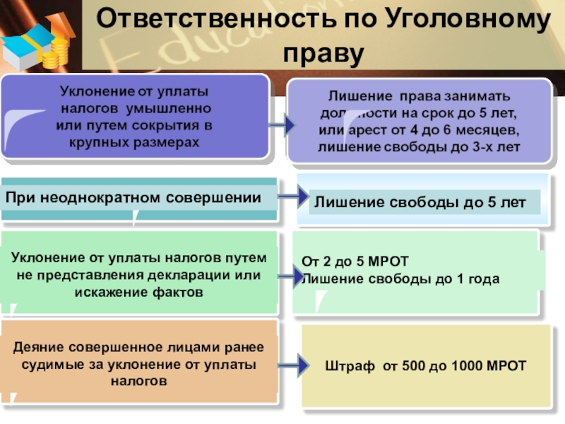 Ответственность за уклонение от уплаты налогов презентация 11 класс право