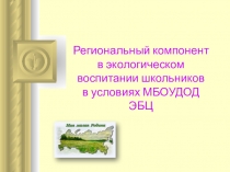 Региональный компонент в экологическом воспитании школьников в условиях МБОУДОД ЭБЦ