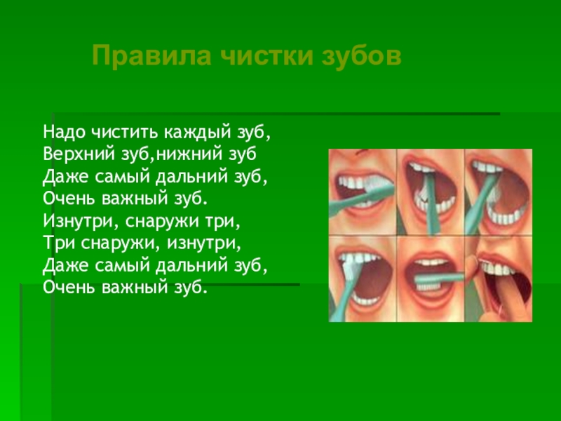 Зачем нужны зубы. Уход за зубами. Детская презентация чистки зубов. Как надо чистить зубы. Самый Дальний Нижний зуб.