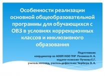 Особенности реализации основной общеобразовательной программы для обучающихся с ОВЗ в условиях коррекционных классов и инклюзивного образования