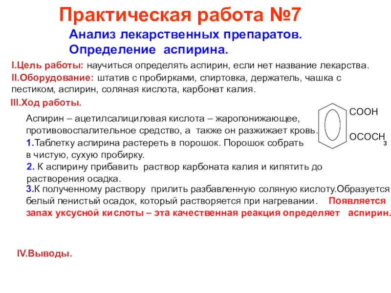 Анализ лекарственных препаратов проект по химии 8 класс