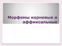 Урок русского языка в 10 классе (профиль) Морфемы корневые и аффиксальные