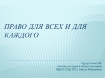 Разработка мероприятия Своя игра Право для всех