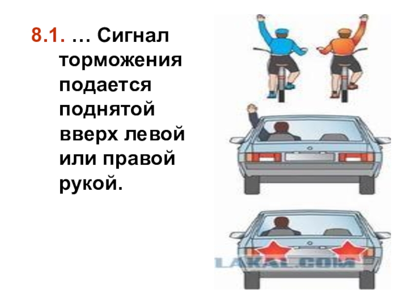 Такой сигнал подаваемый водителем легкового. Сигнал торможения подается поднятой вверх левой или правой рукой.. Знаки руками ПДД. Подача сигнала рукой ПДД. Повороты руками ПДД.