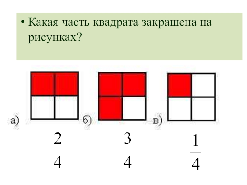 На каком из рисунков закрашена самая маленькая площадь