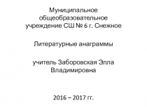 Презентация по теме  Литературные анаграммы