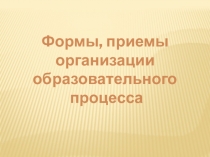 Формы, приемы организации образовательного процесса