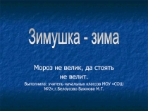 Презентация к занятию 1 класс Зимушка- зима