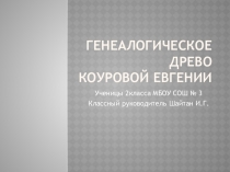 Презентация по кубановедению Генеологическое древо Коуровой Евгении учитель Шайтан И.Г.
