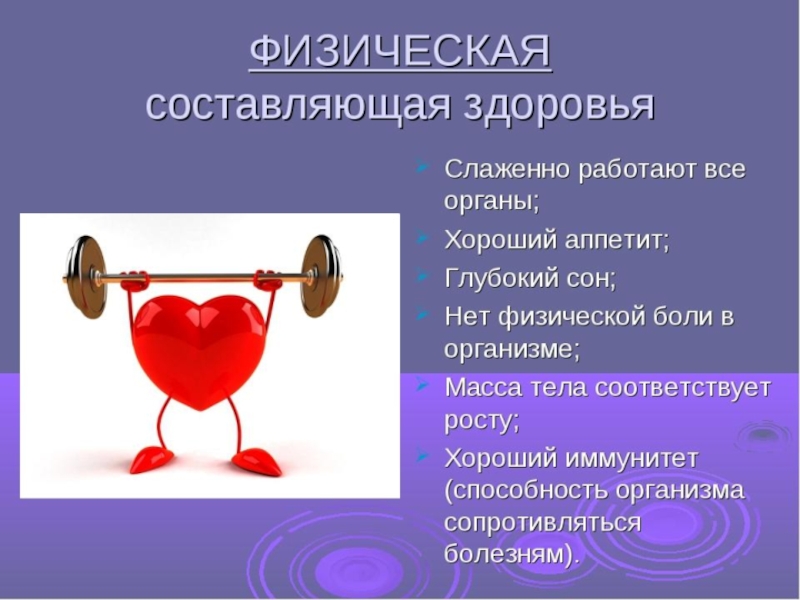 Физическая составляющая здоровья человека