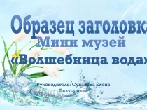 Презентация Мини-музей в ДОУВолшебница вода