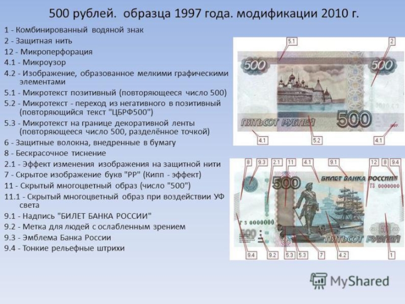 Что значит 500. Защитная нить на 500 рублей модификации 2004. Защитная нить 500 рублей модификации 2001. Защитная нить 500 рублей модификации 2010 года. Признаки подлинности 500 рублевой банкноты модификации 2010 года.