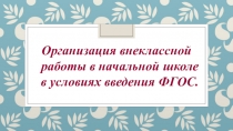 Презентация Организация внеклассной работы