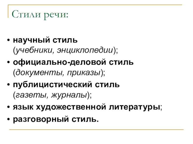 Стили речи речевая ситуация презентация